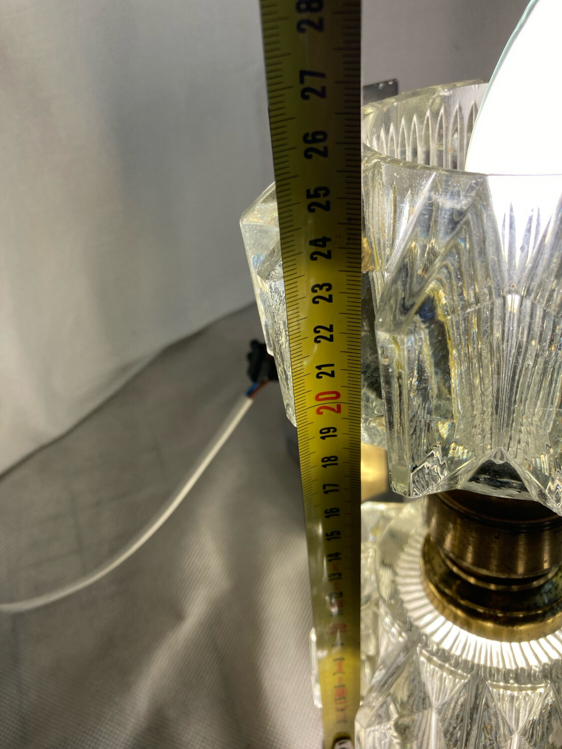 Pair of 1930s wall lights, Italian work, Murano glass and brass