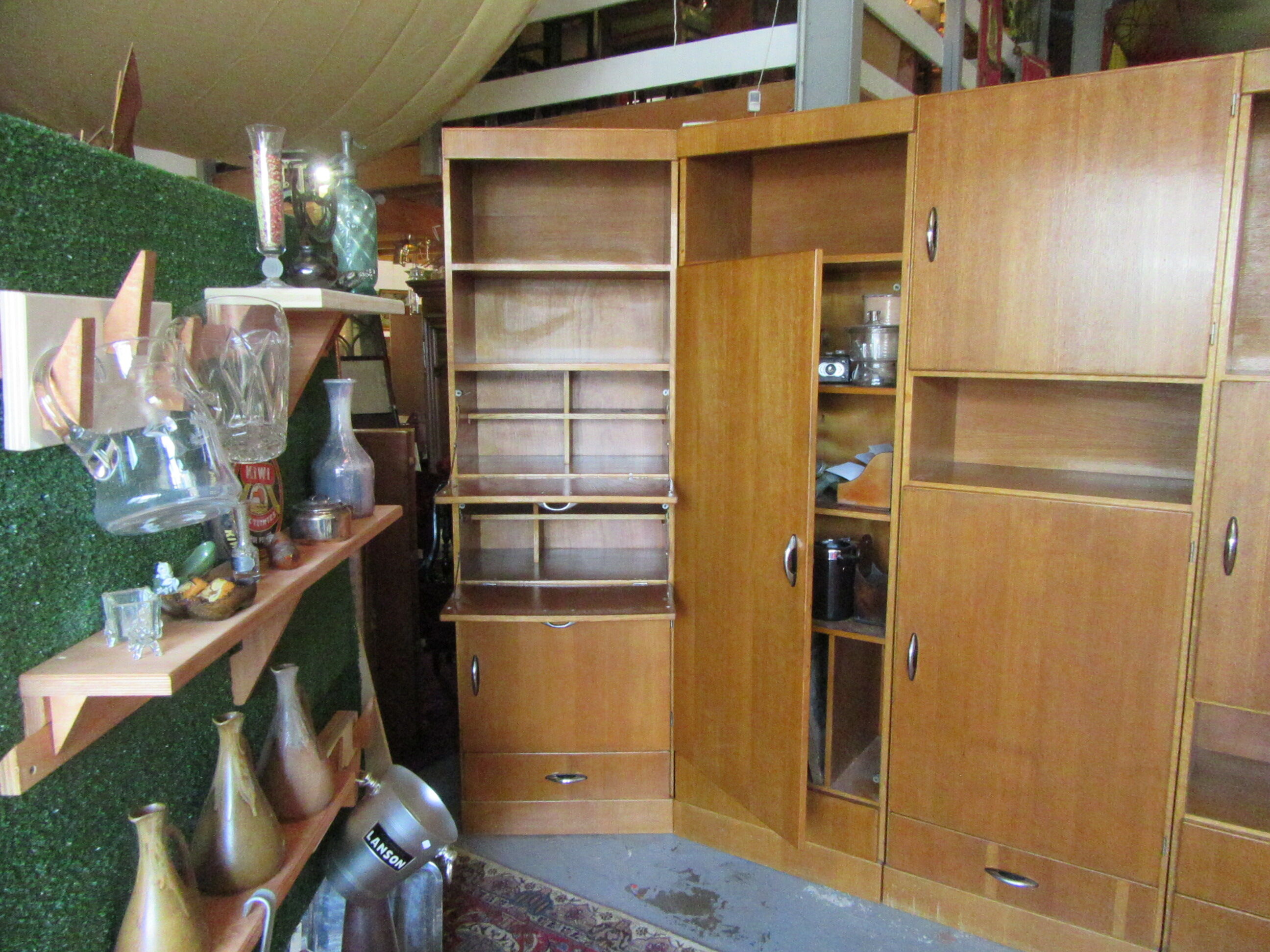Meuble modulable de bureau ou de salon plaqué chêne des années 1960