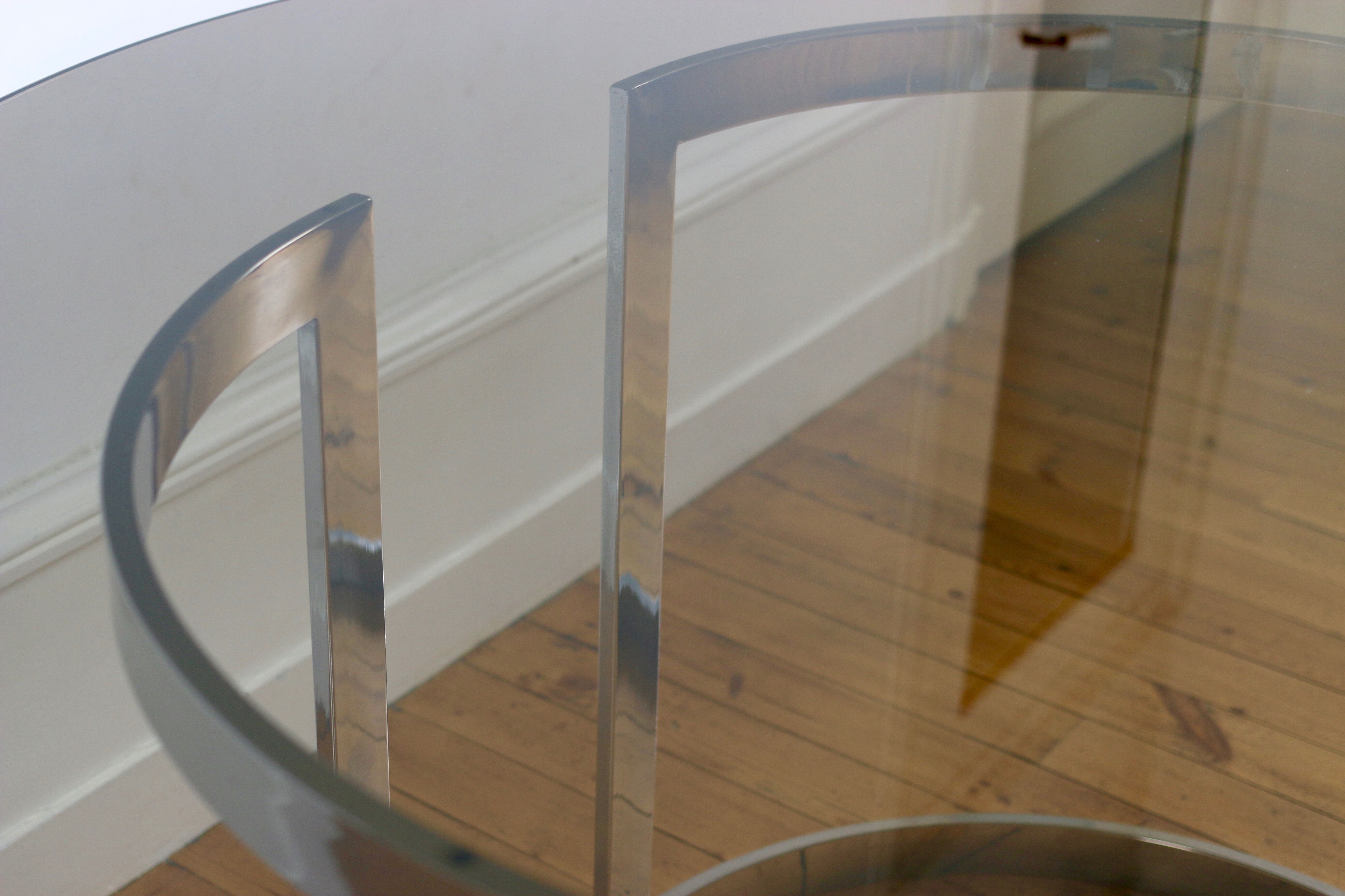 1970 glass and chrome Boris Tabacoffunfortunately Roche Bobois dining room table