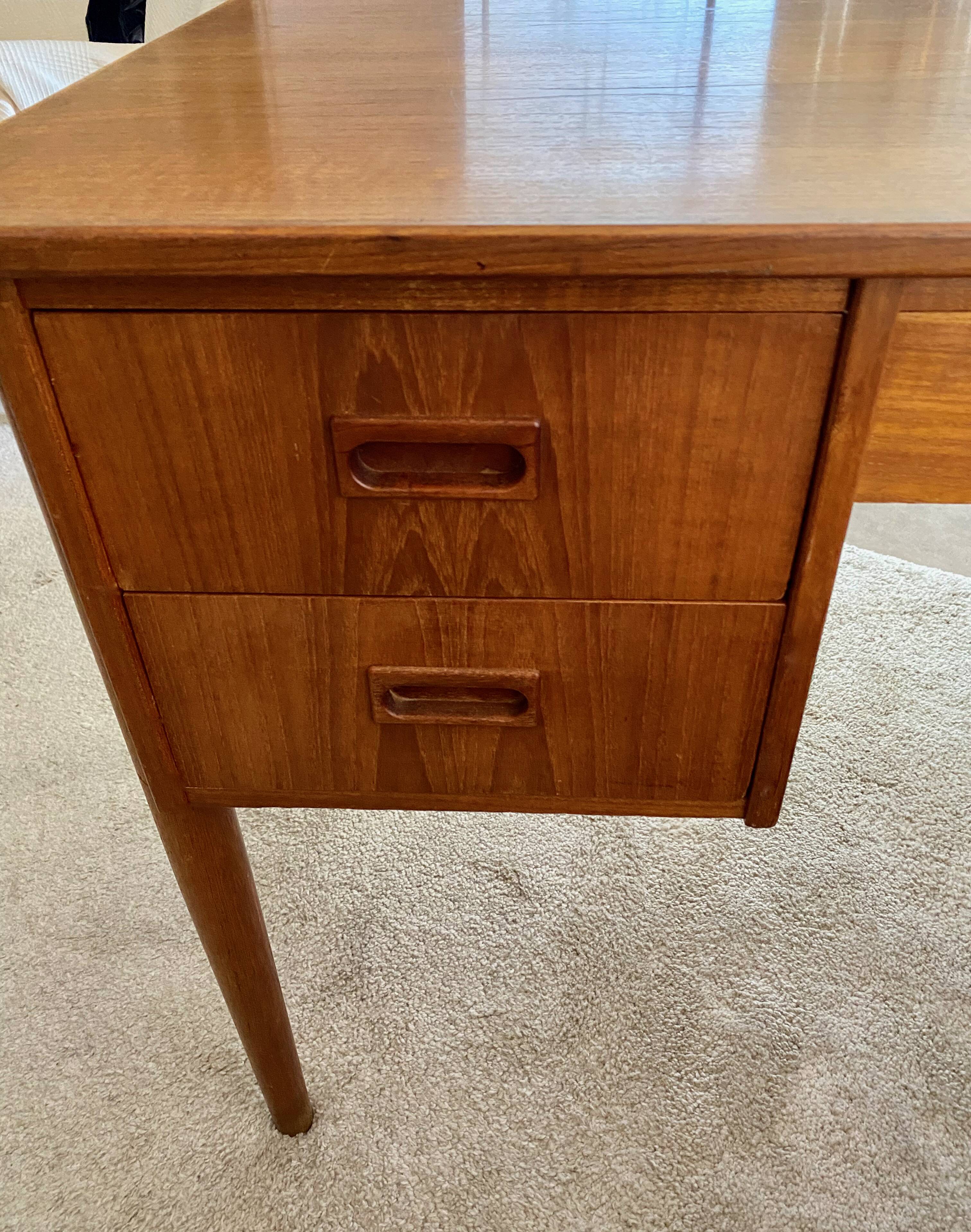 Vintage 1960s double-sided Scandinavian teak desk