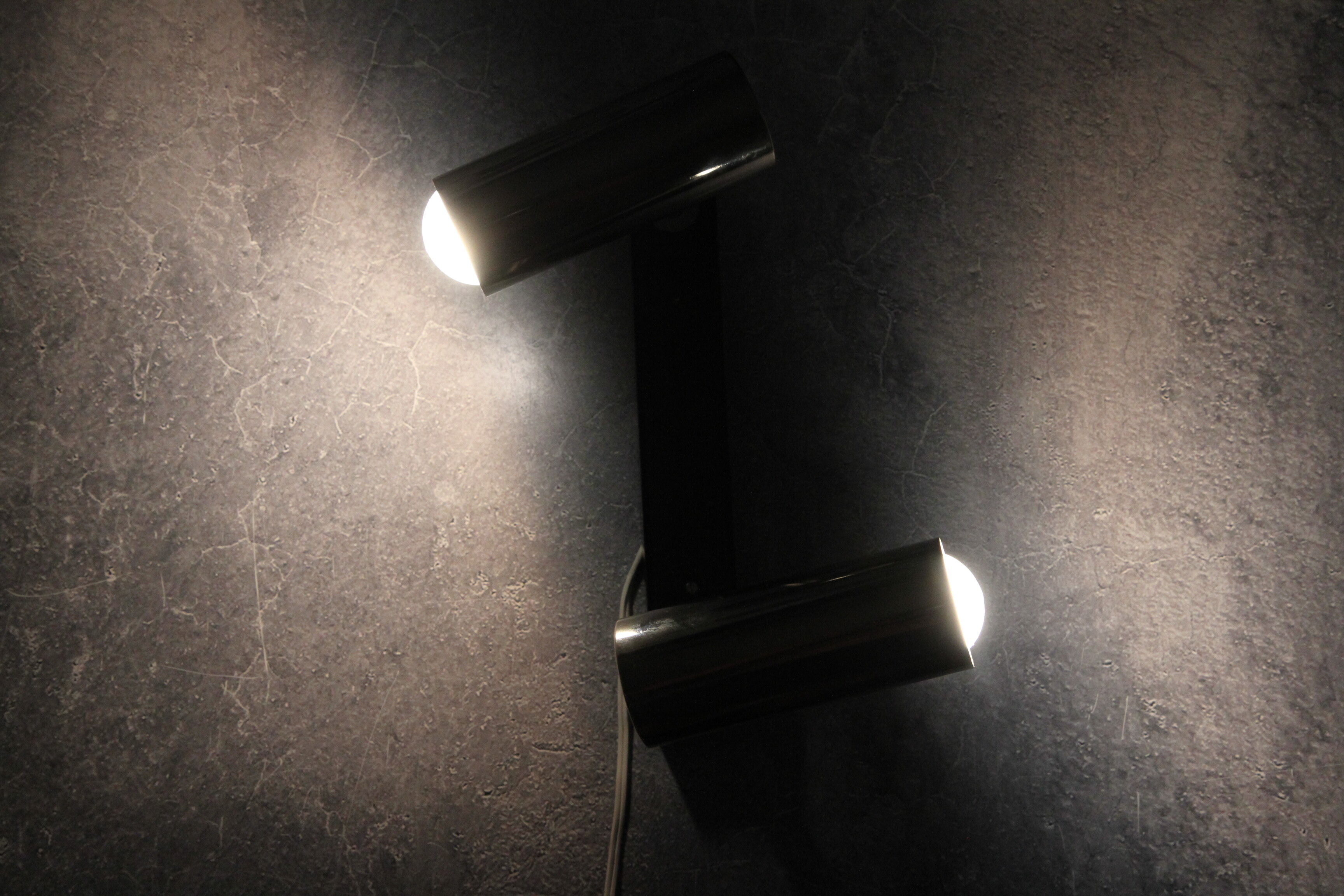 Wall sconce with two chrome lights from the 70s