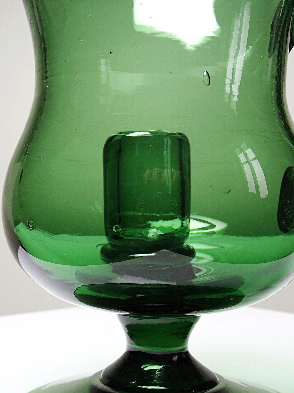 Large vintage green blown glass lantern, 1960s-70s.