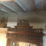 Henri II style beveled mirror in walnut