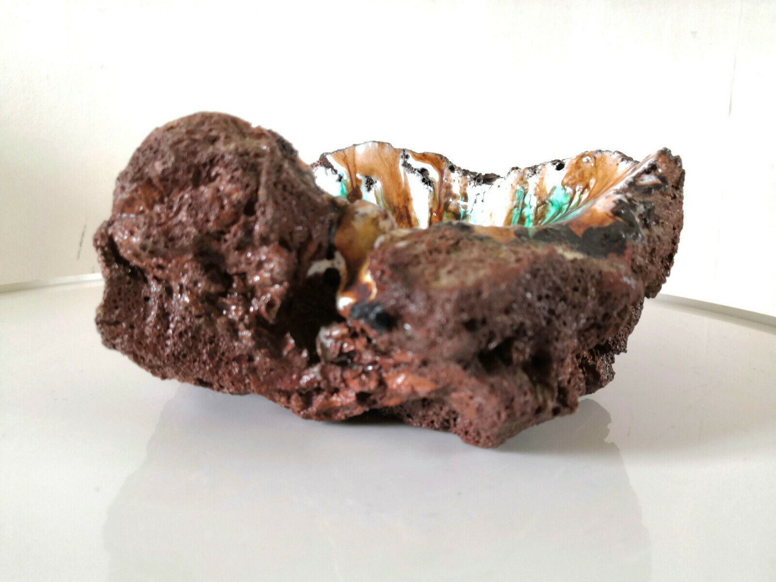 Enamelled lava stone ashtray design 60s - 70s