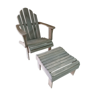Fauteuil Adirondack ancien avec repose-pieds