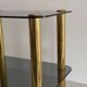 Side table in thick greenish glass with brass legs, Italy, 1960s.