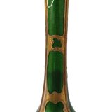Soliflore vase legras imperial green copper decors enhanced with gold unsigned