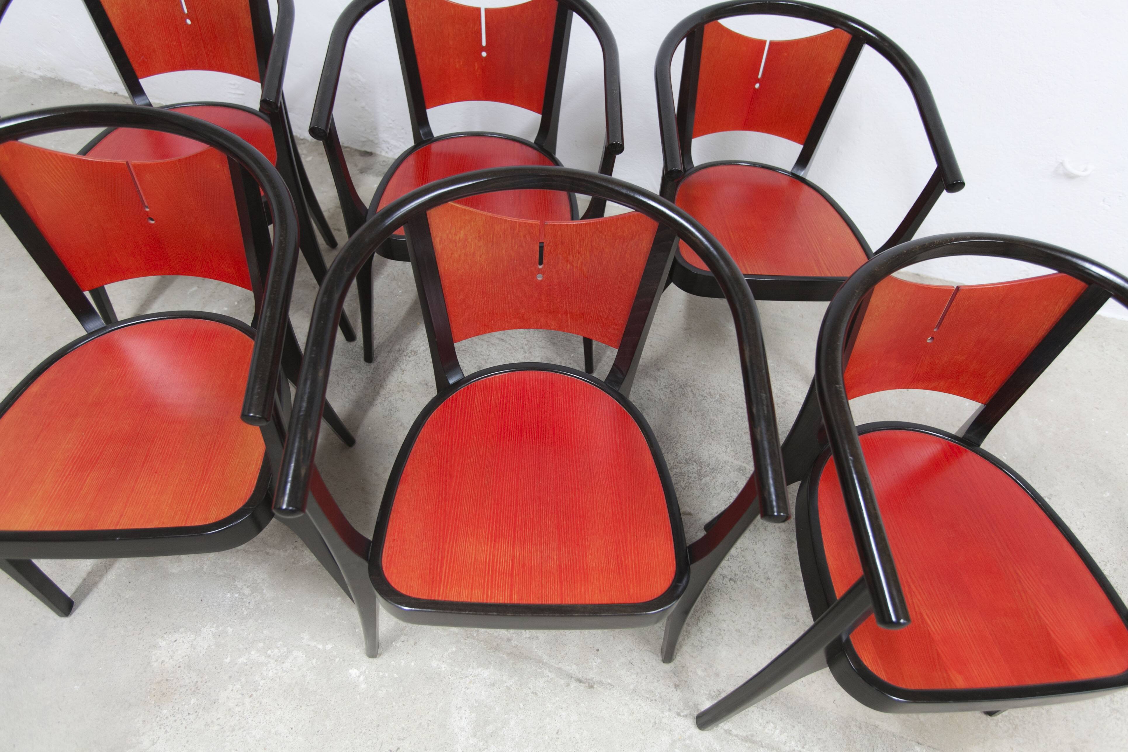 Set of 6 Baumann Diese armchairs, designed by Pagnon Pelhaître