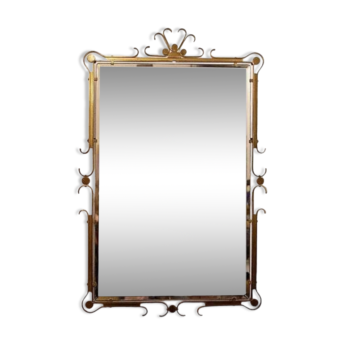 Vintage rectangular mirror in brass 1950s