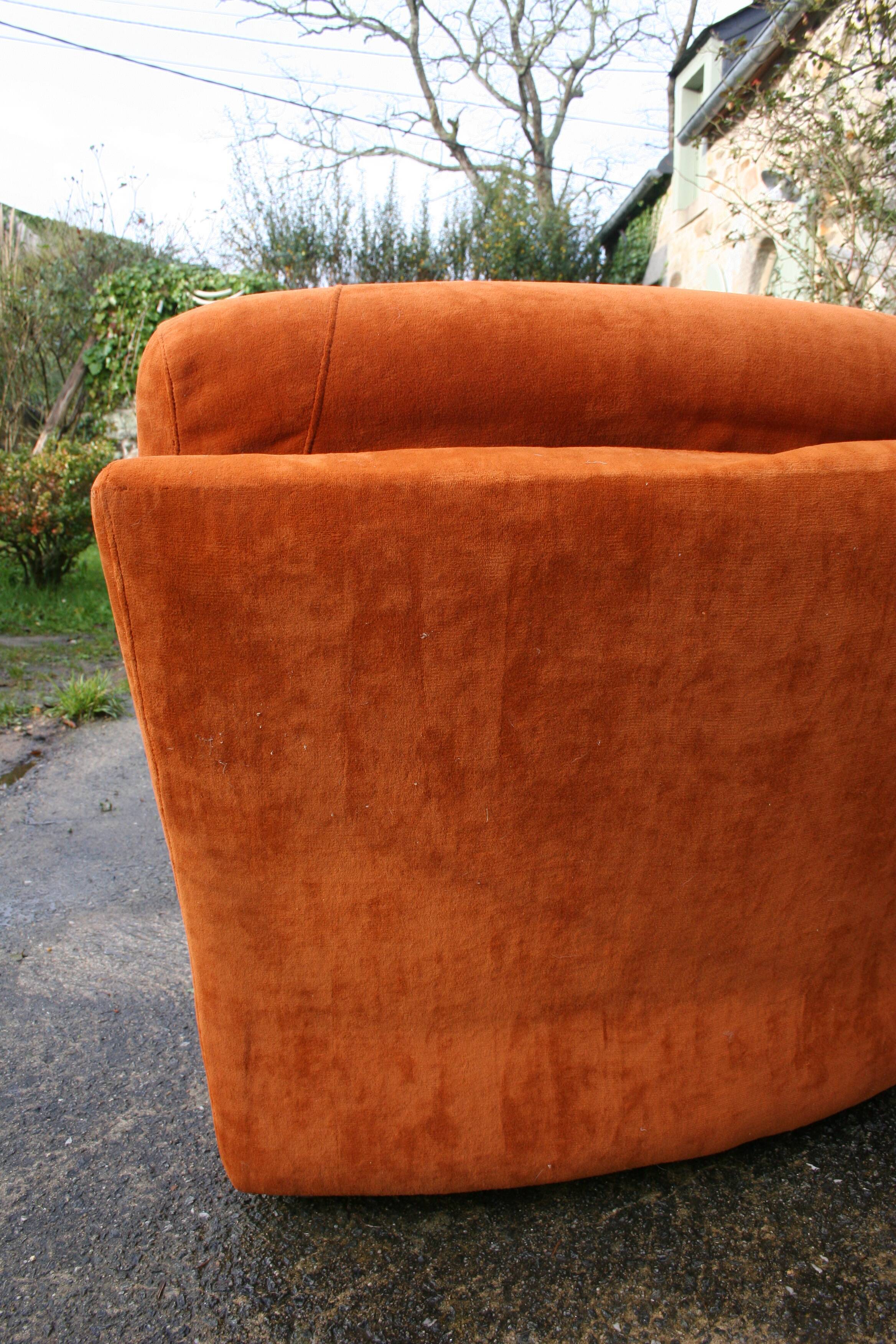 Canapé modulable design italien en velours orange brulée
