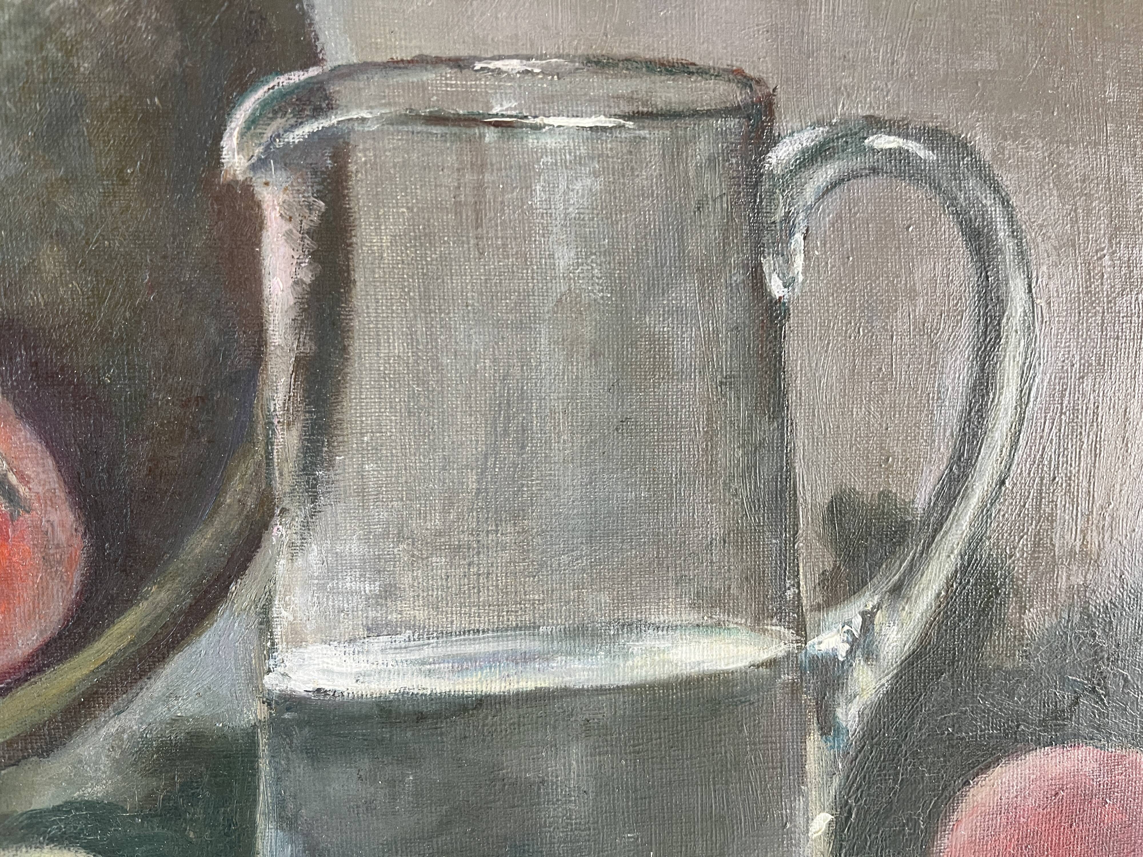 Authentic still life with peaches signed Gaston Hamanovick 1920