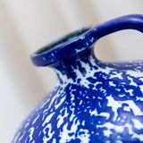 Deep cobalt blue glazed ceramic vase by VEB Haldensleben, mid-century 1960s Fat Lava style