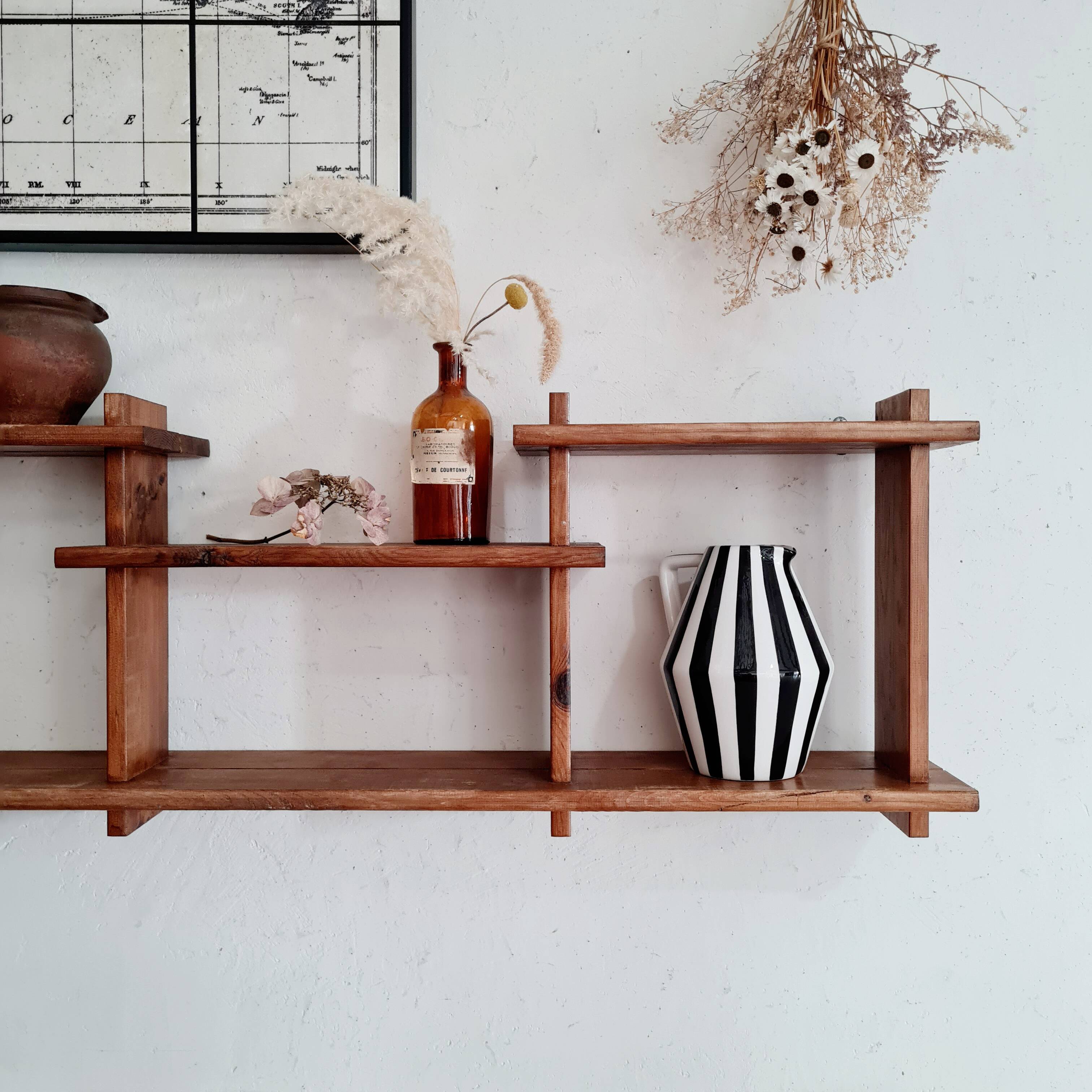Etagère murale ancienne en bois