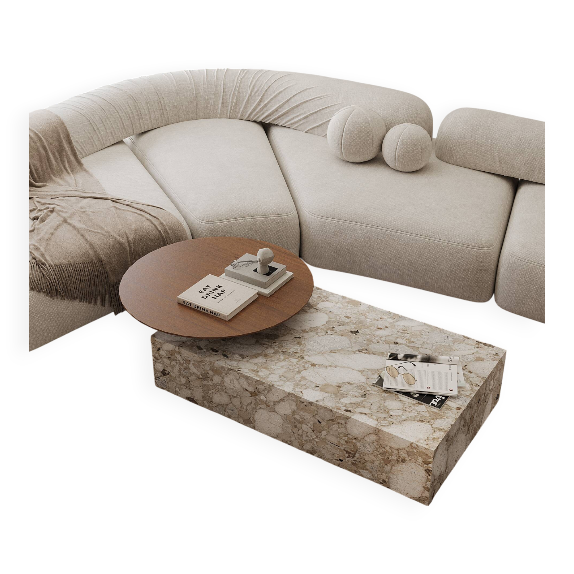 Odense - Marble Coffee Table - Beige Breccia