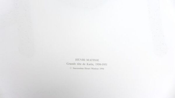 Lithographie sur papier fort Matisse d'après grande tête de Katia 1994