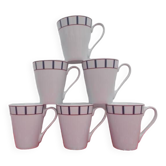 Ensemble de 6 mugs basque porcelaine bleu et rouge