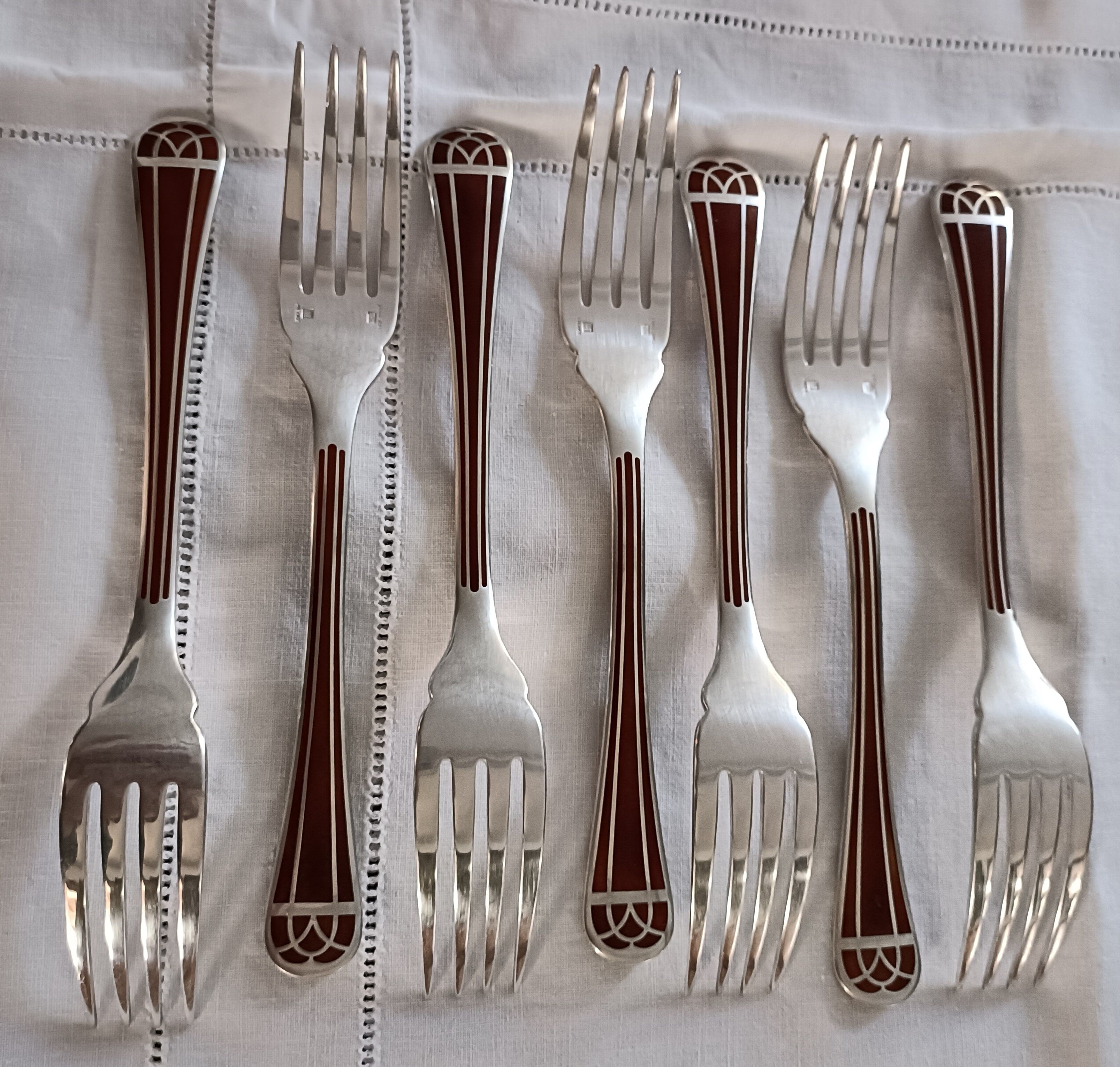 Lot 73 cutlery christofle model talisman lacquer of china color siena