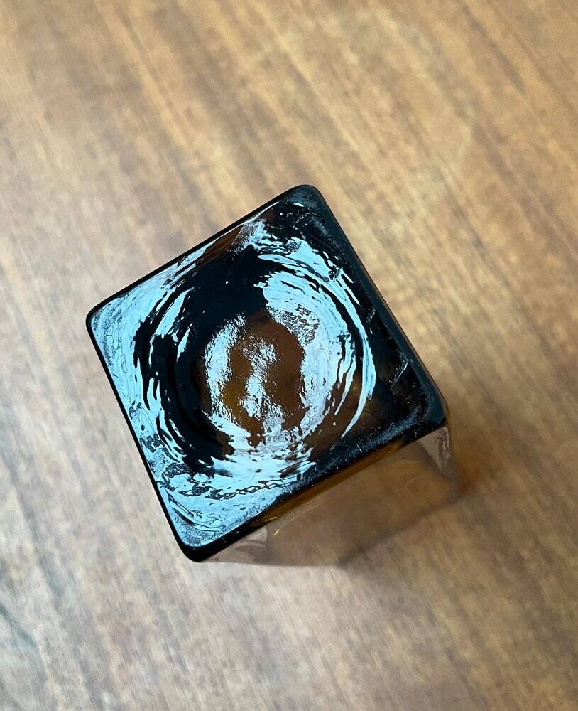 Mid-century minimalist amber coloured glass vase, 1960s.