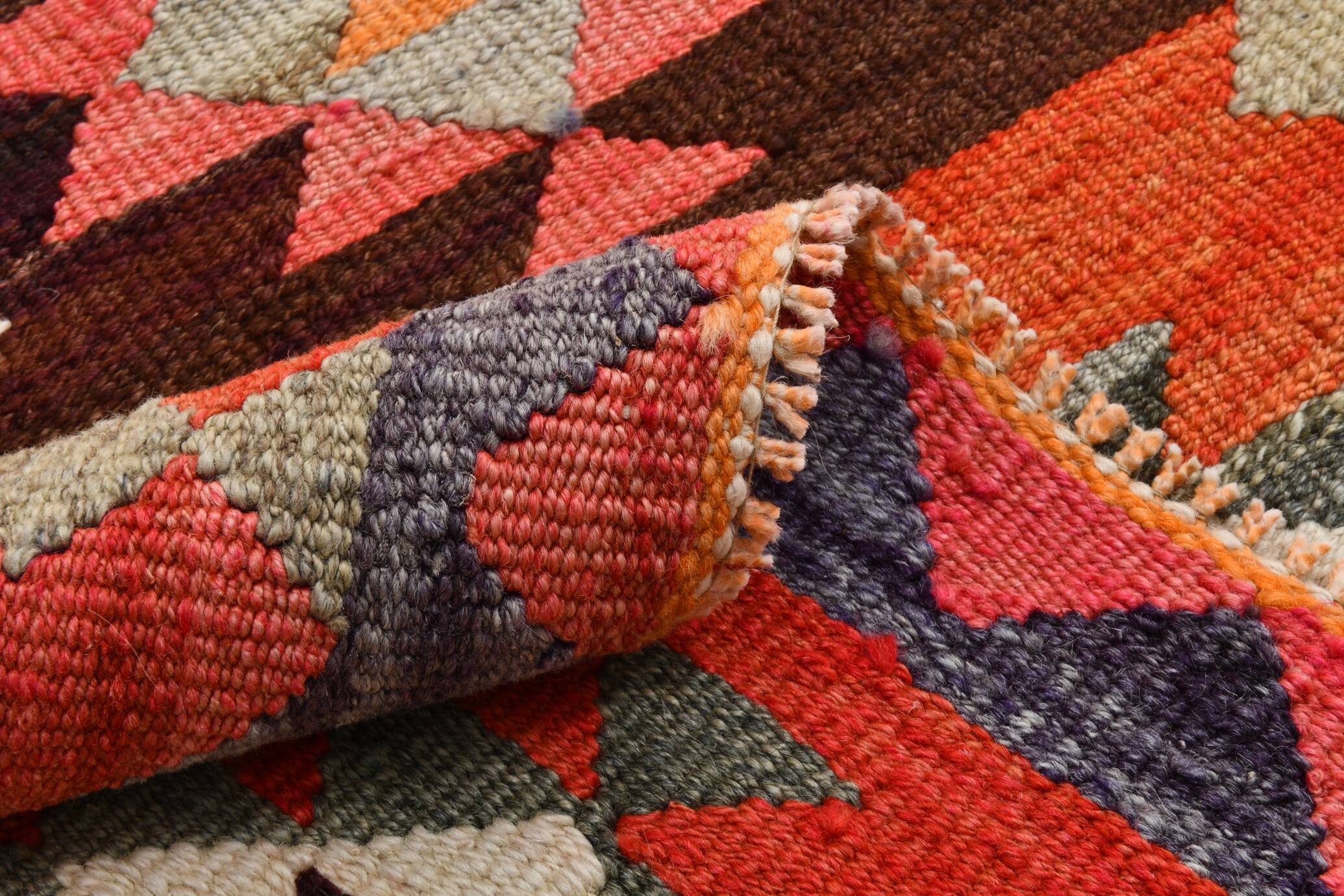 3x11 Orange Tribal Kilim Runner Rug 93x330Cm