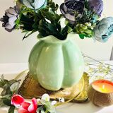 Vintage turquoise flower shaped vase.