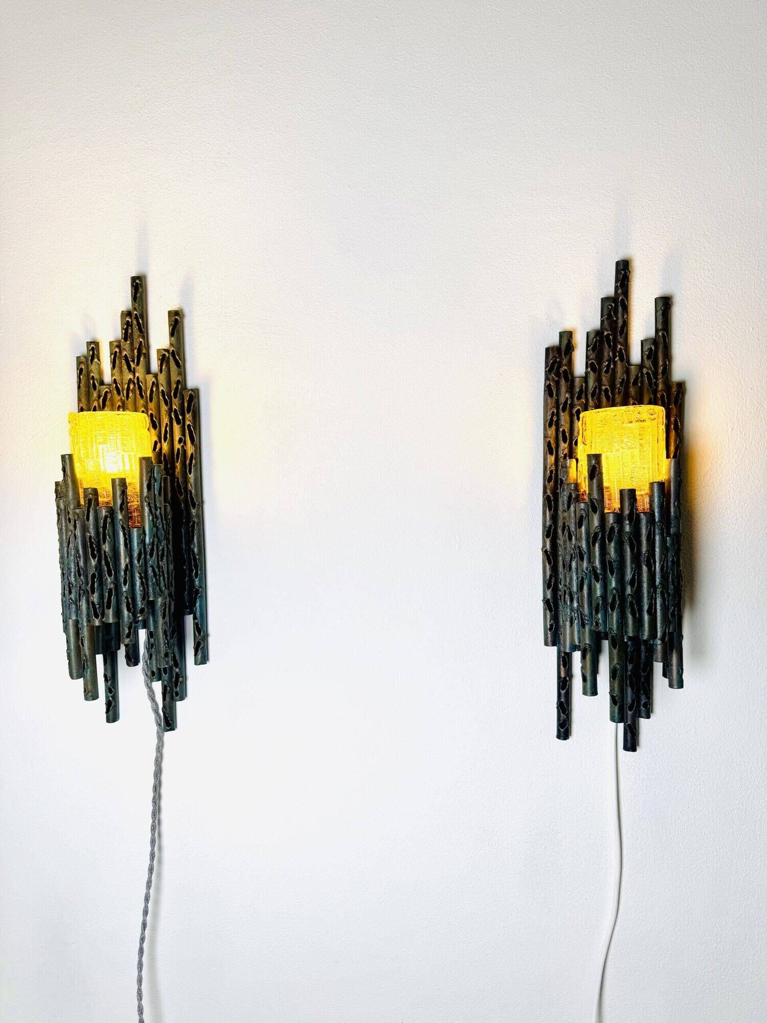 Brutalist Wall Lamps By Marcel Fantoni For Fantoni Studio Firenze, Italy 1960S