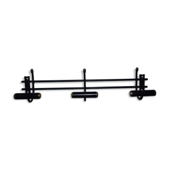 Vintage 1970s metal wall coat rack