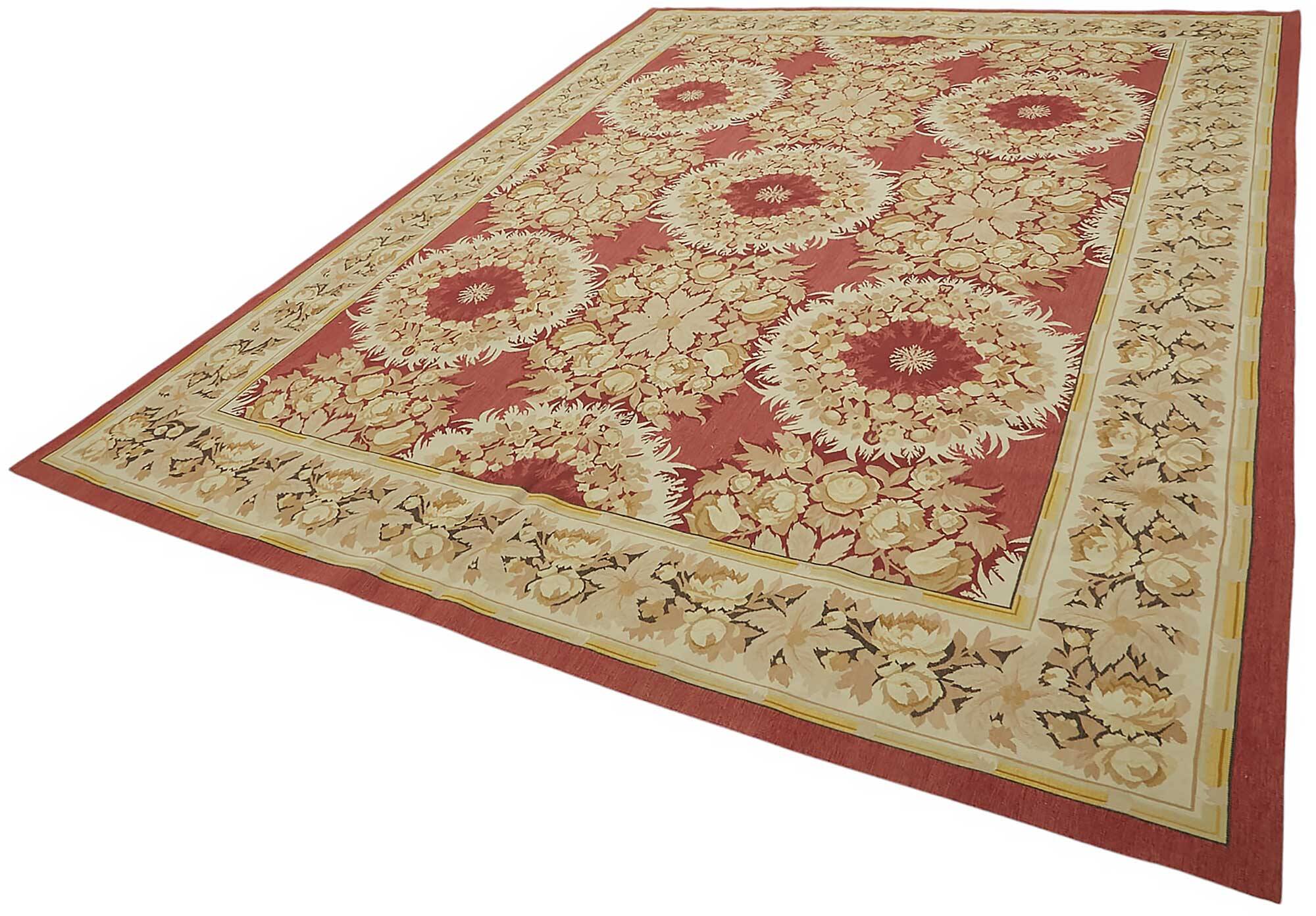 Handmade European Vintage Aubusson Kilim 267 cm x 361 cm