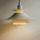 Large white mid-century modern pendant lamp - Frandsen Denmark - 1970s