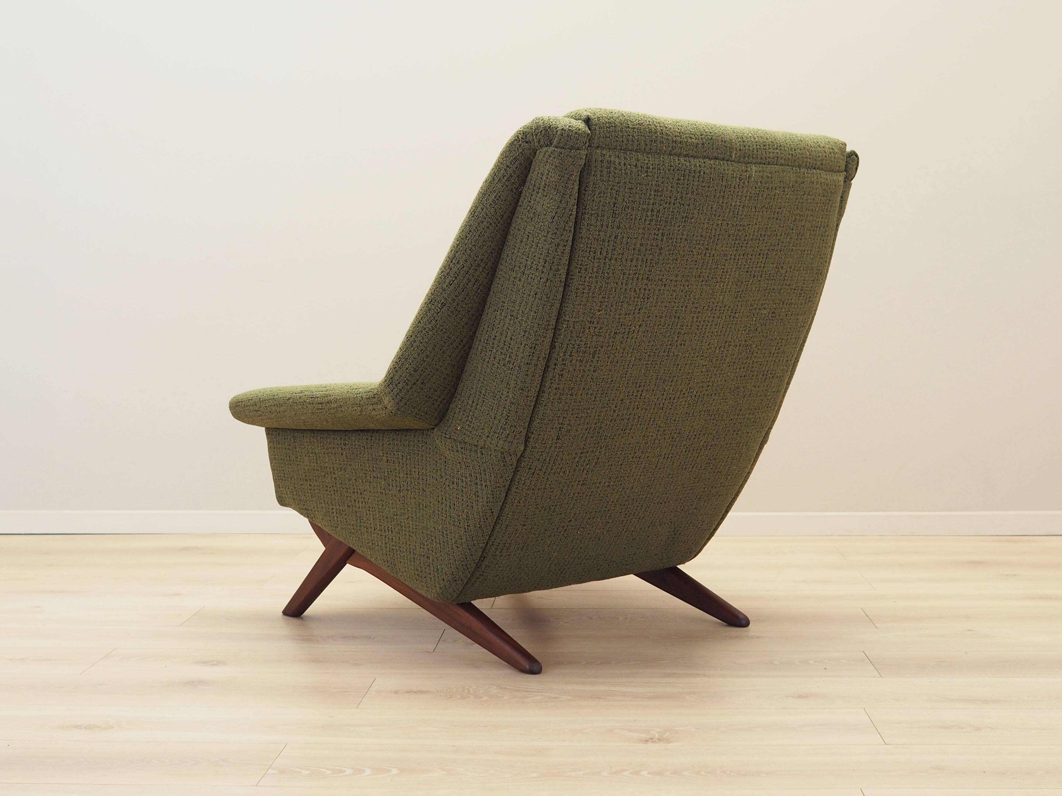Green armchair, Danish design, 1970s, manufactured by Horsens Møbelfabrik
