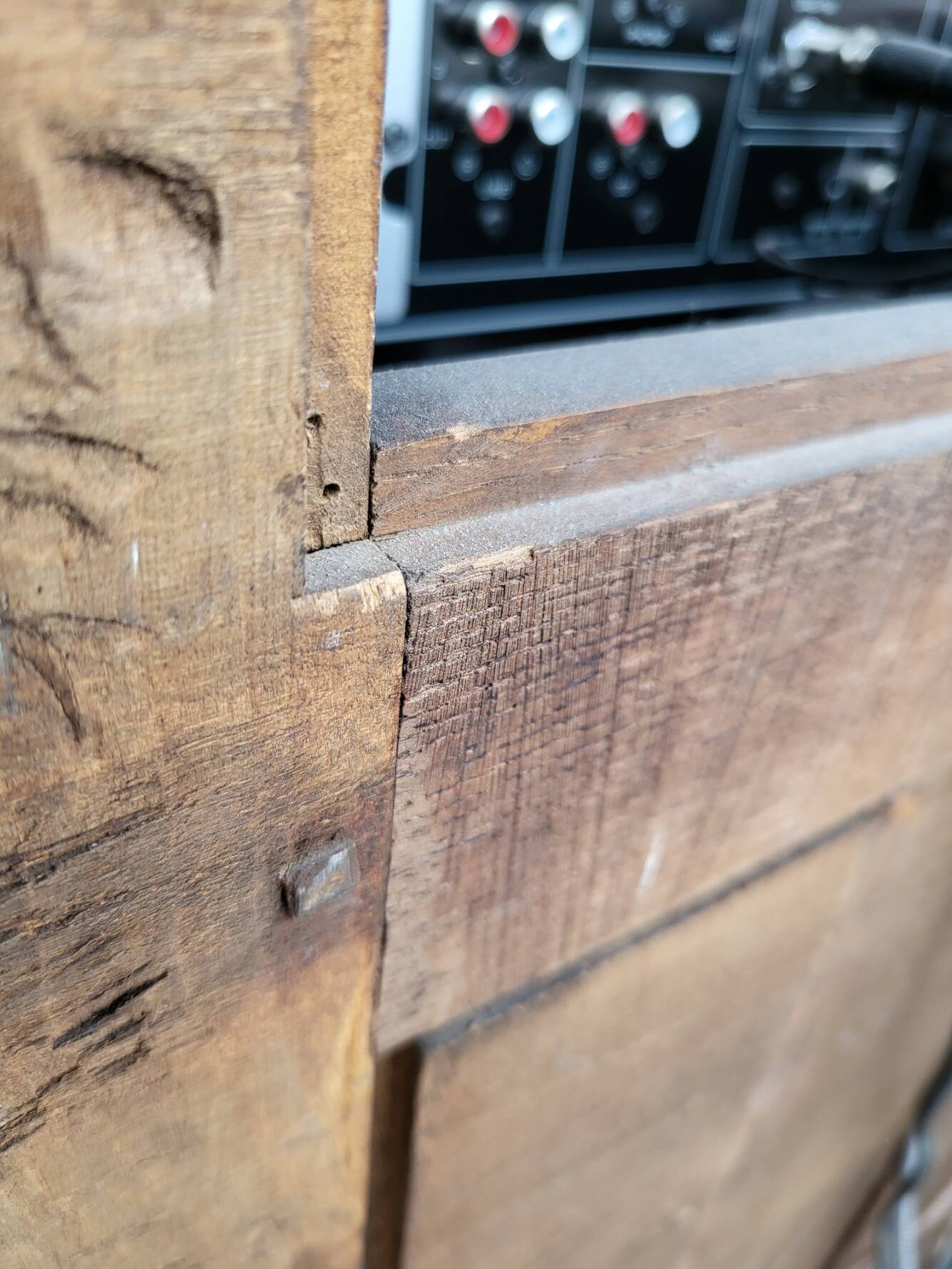 High sideboard in rosewood and marble slab, Louis XVI style, French