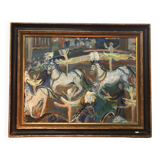 Painting Oil on Canvas Fauvism Circus Horse Dancer Circa 1960