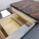 Vintage granite, chrome metal and black melamine coffee table with bar