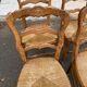 4 Louis XV chairs in solid blond oak and straw wood with shell sculptures