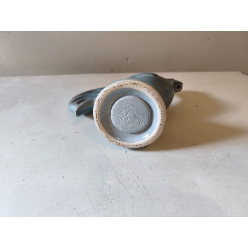 Flower holder in earthenware "rooster" blue shades