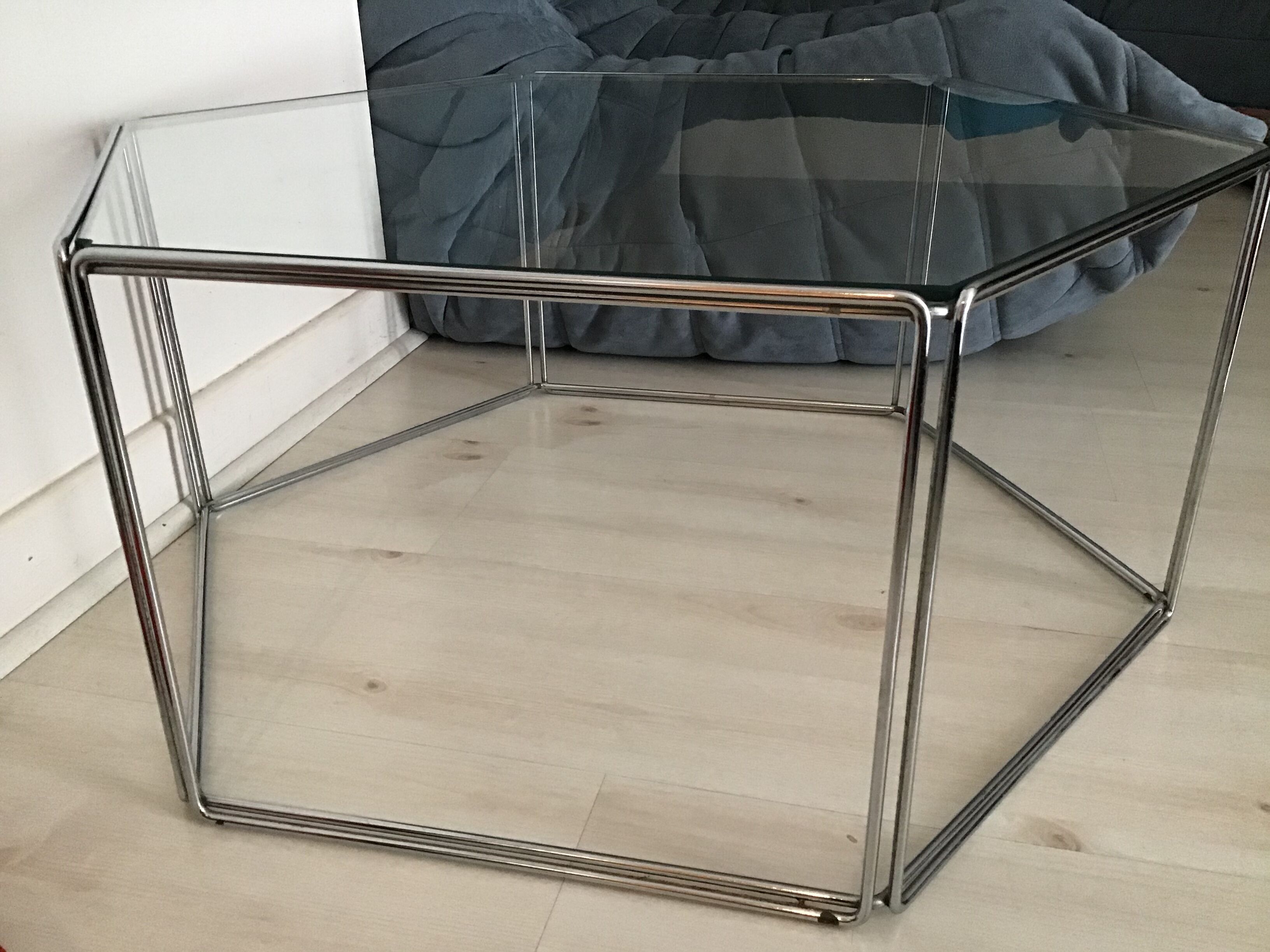 Metal and glass coffee table