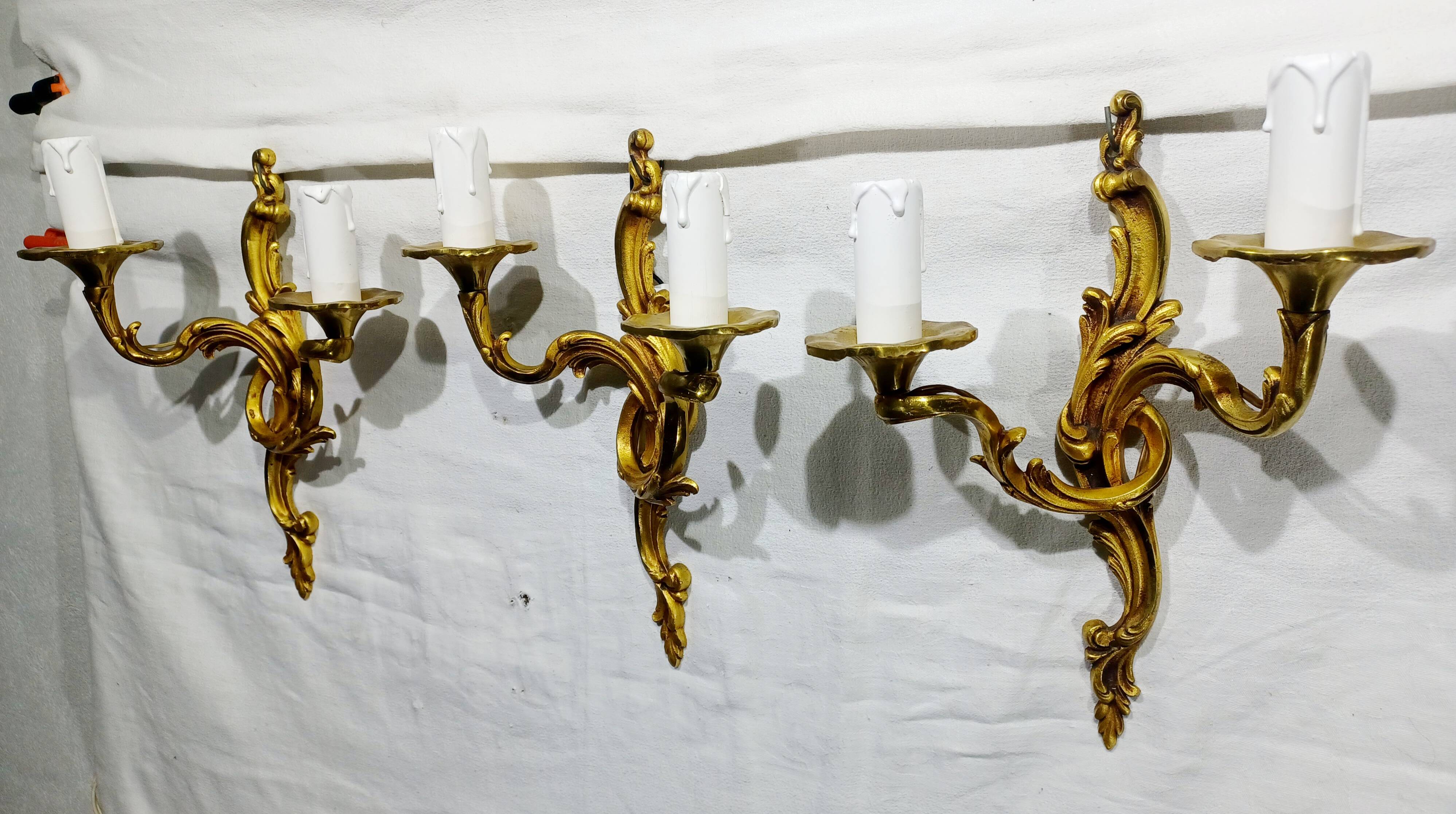 Bronze wall light triplet