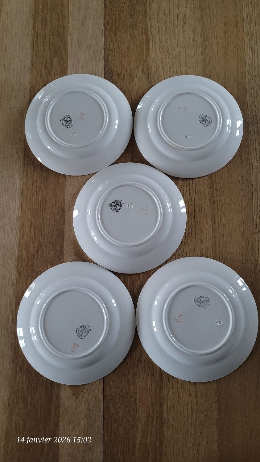 5 antique dessert plates