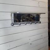 Aluminum wall coat rack with pivoting mirror from the 60s