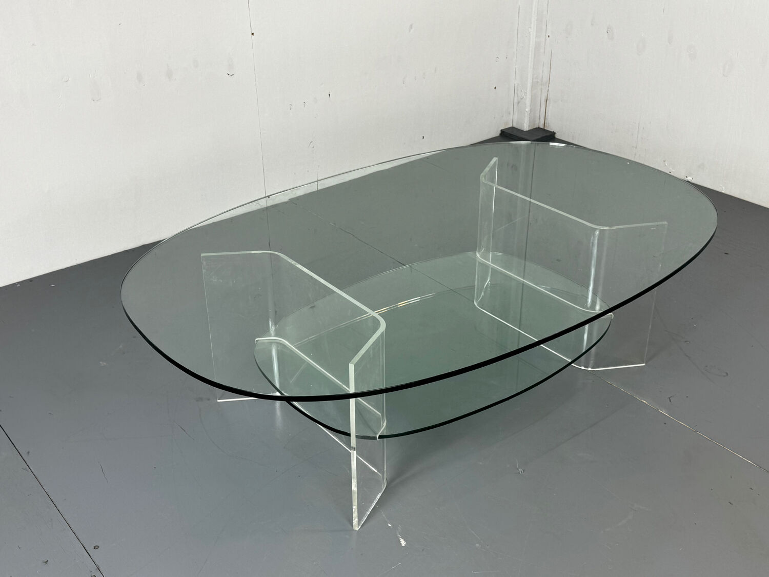 Space Age Italian modern Glass and Perspex Coffee Table, 1990s