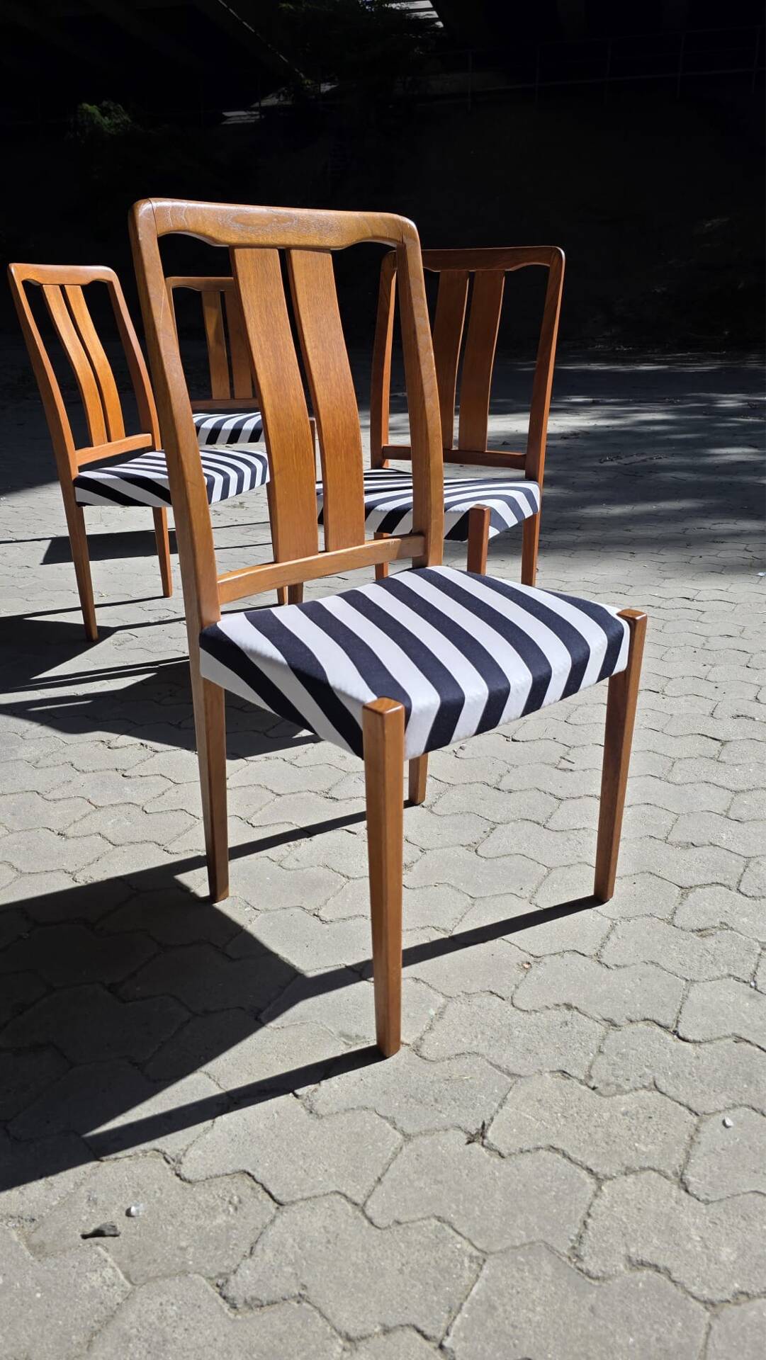 Set of 4 vintage Troeds chairs in teak, Sweden, 1970s.