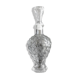 Bouteille in glass shaped grapes cluster in relief