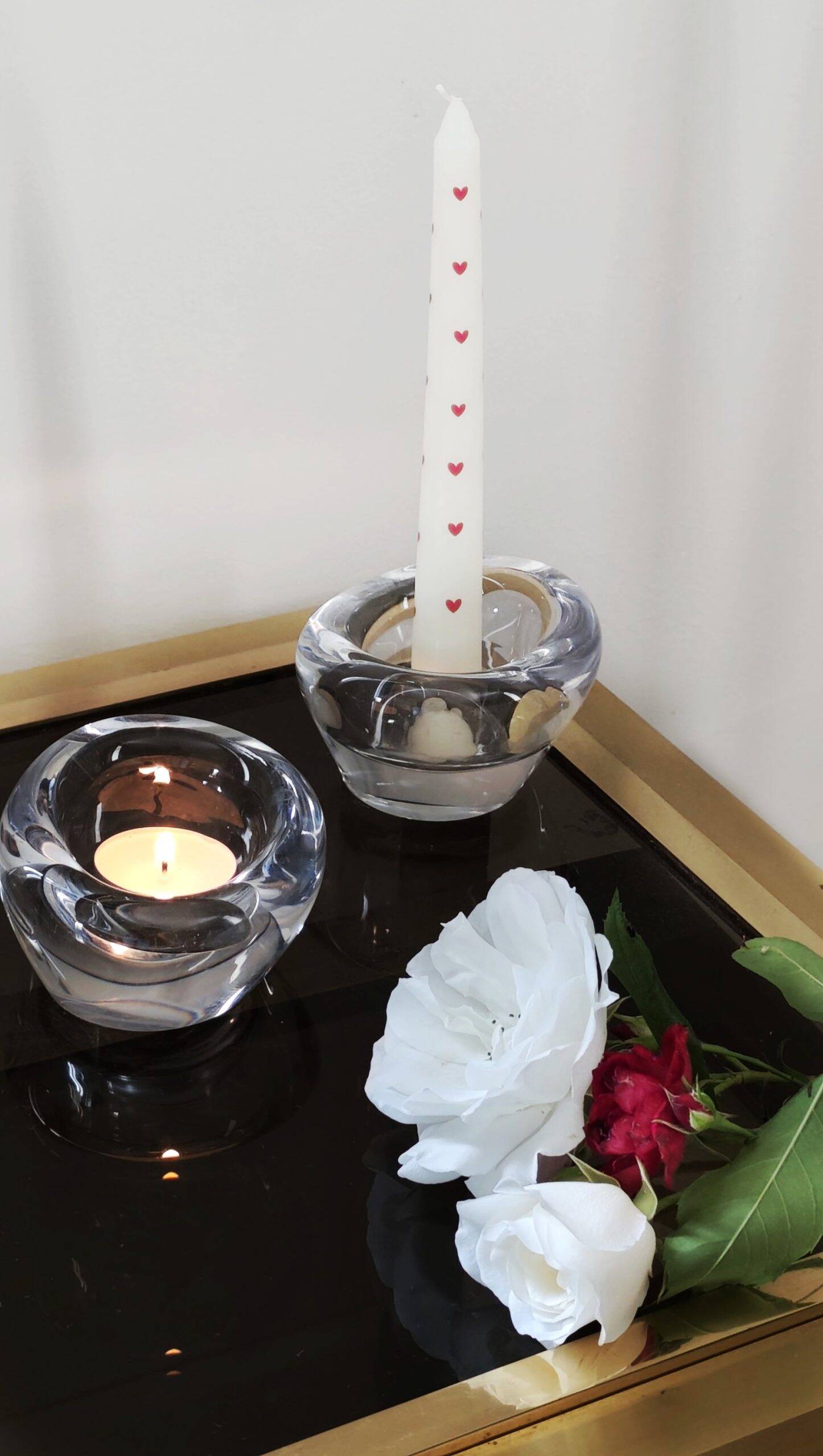 Pair of Dartington crystal candlesticks