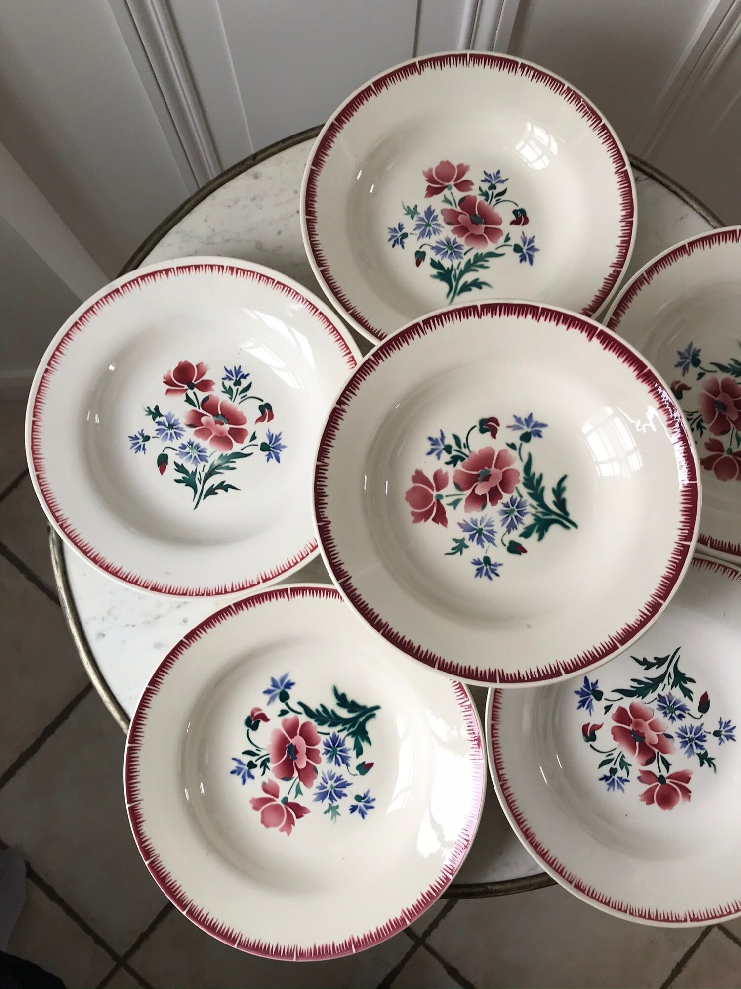 Lot of 6 hollow plates Digoin Sarreguemines model Prairial