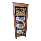 Chest of drawers / Wooden storage column with 4 wicker baskets very