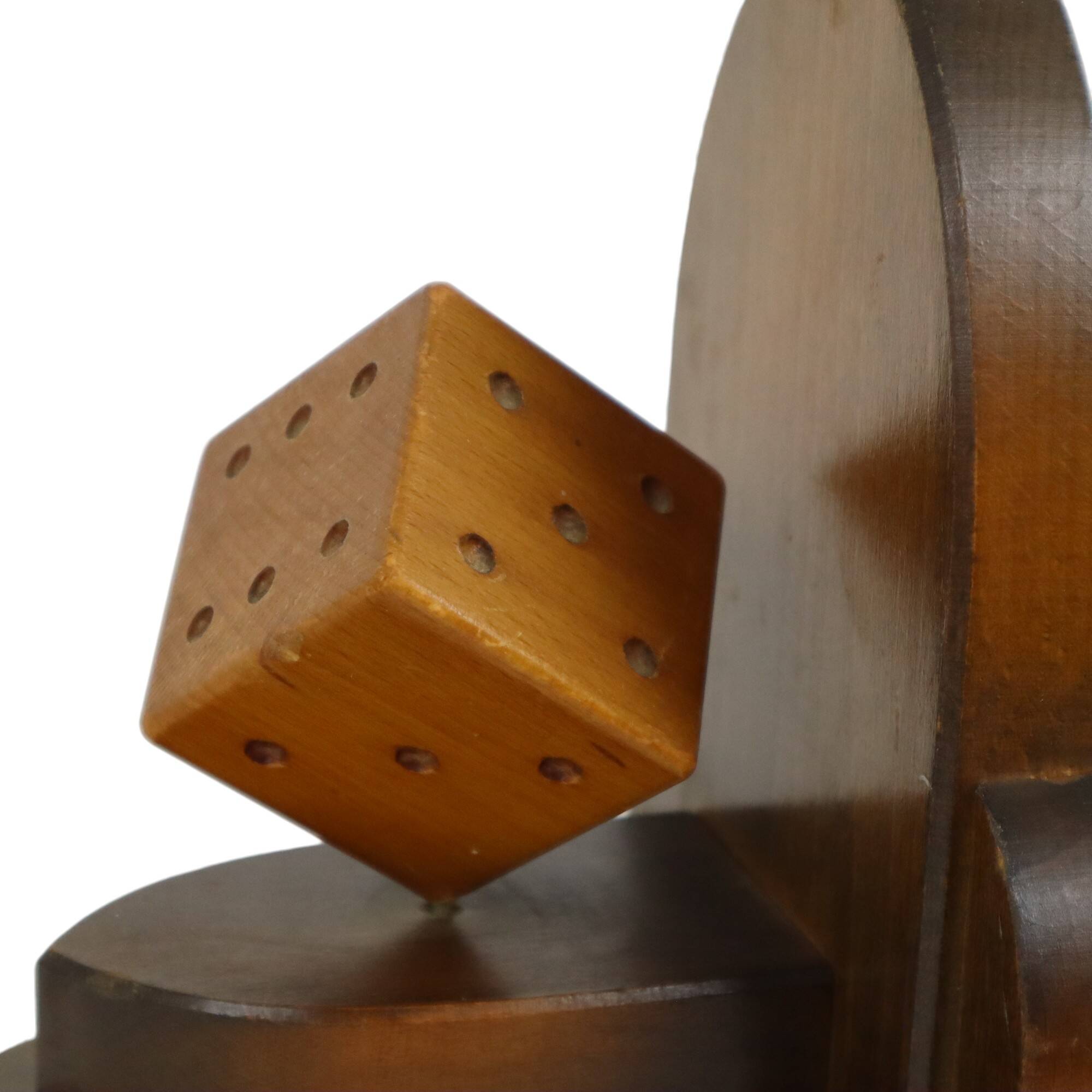 Vintage Wooden Dice Bookends Art Deco Style