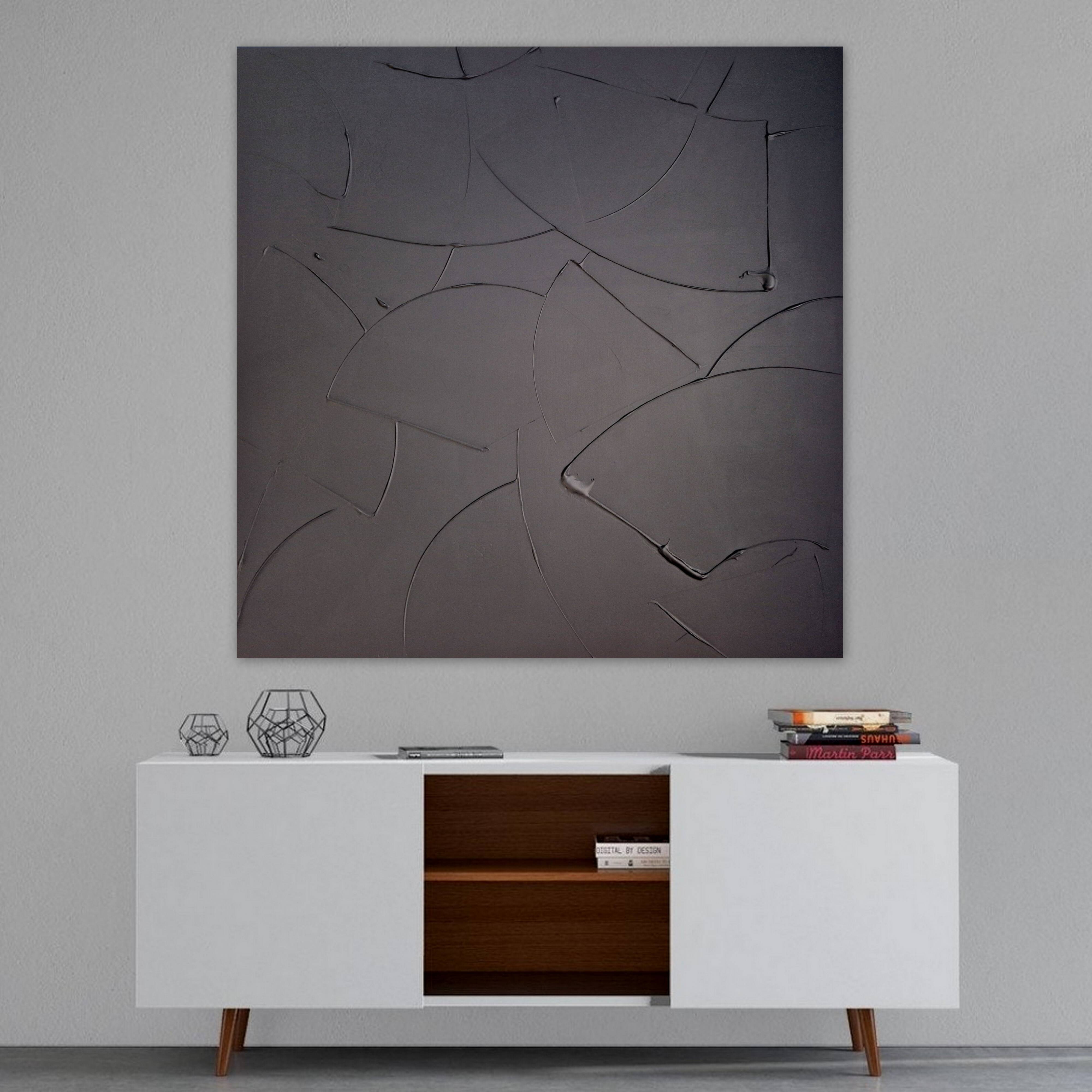 Black minimalist monochrome abstract painting painting