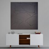 Tableau peinture abstraite monochrome minimaliste noir