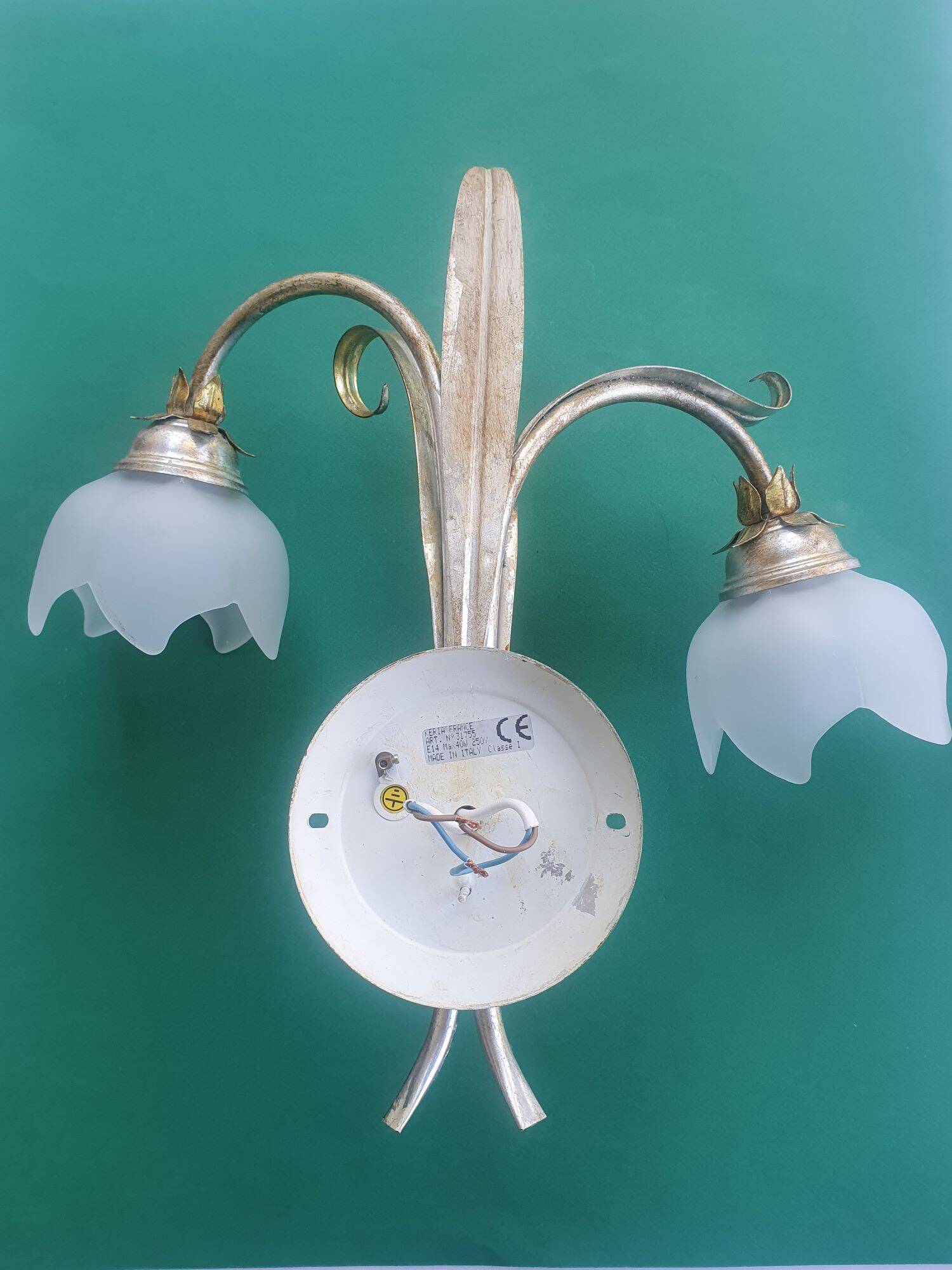 Pair of vintage Keria Italy silver and gold wall sconces