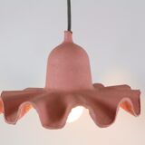 Two lamps/ pendant lamps in recycled cardboard, pink and green, seletti