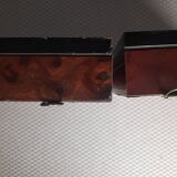 Pair of display cabinets in varnished mahogany